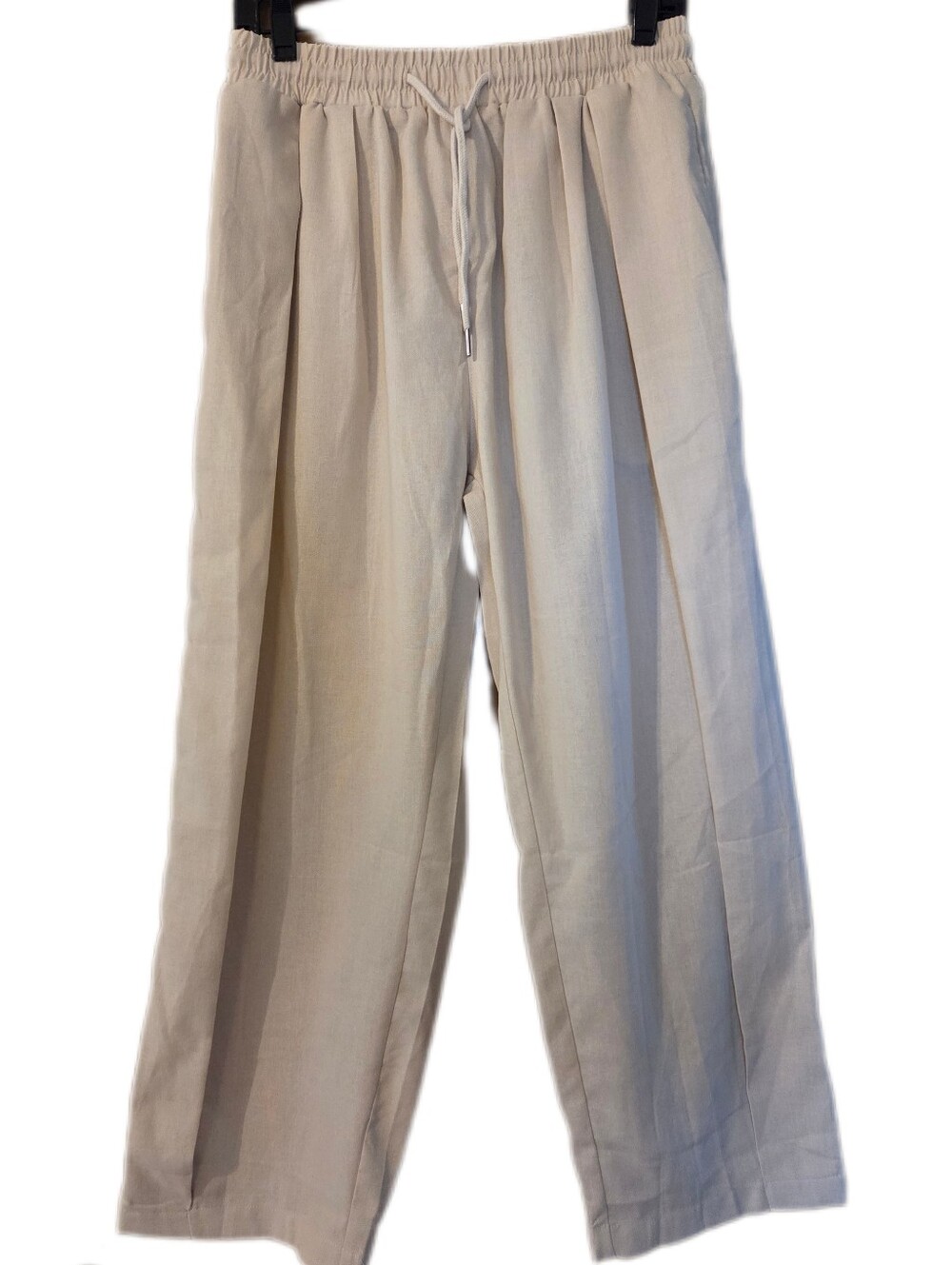 Coofandy Wide Leg Cream Drawstring Pants Flowy Lightweight  Cotton Size Small
